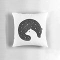 A cozy space-themed pillow featuring constellations and bears