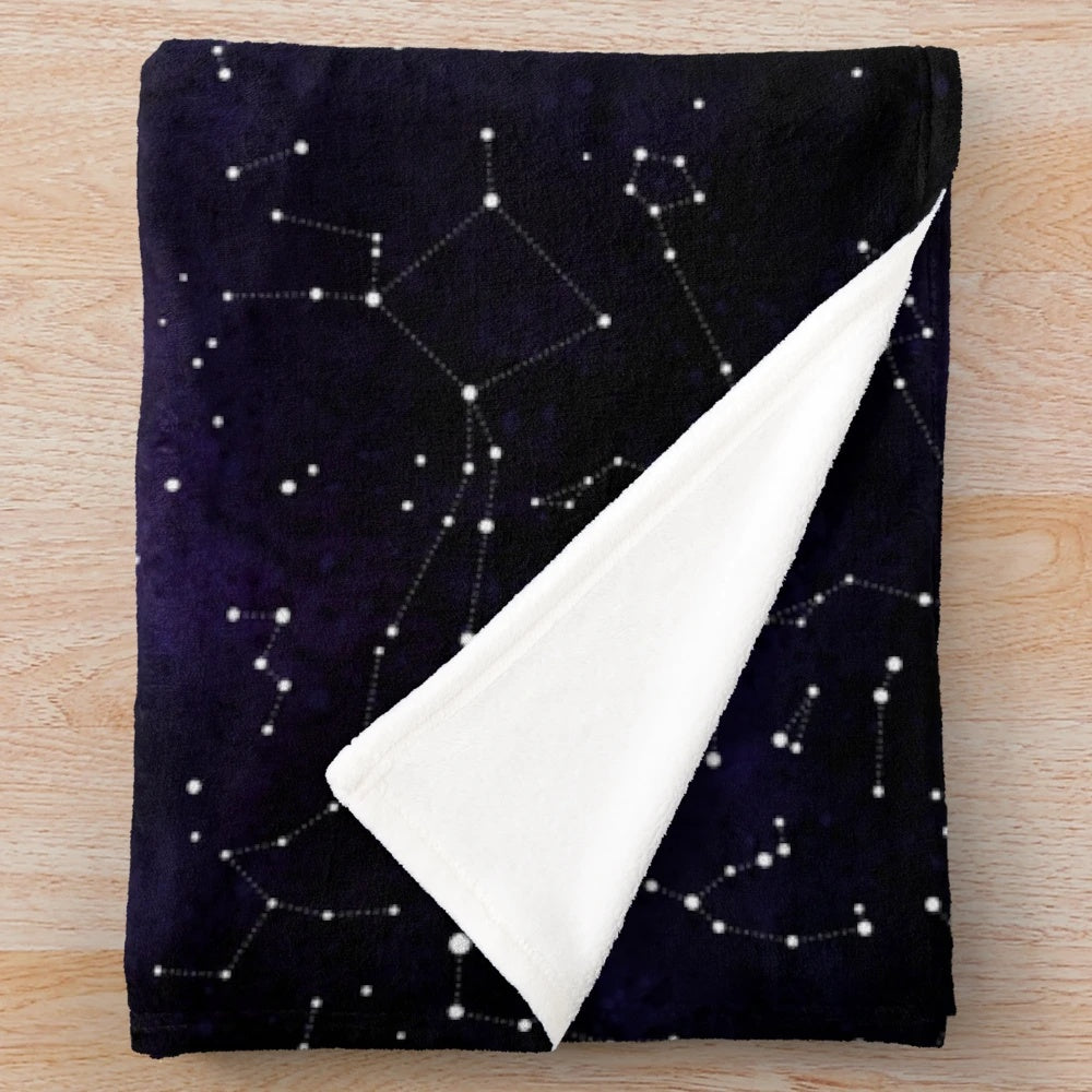 Northern hemisphere constellations plush blanket featuring a stylized night sky design