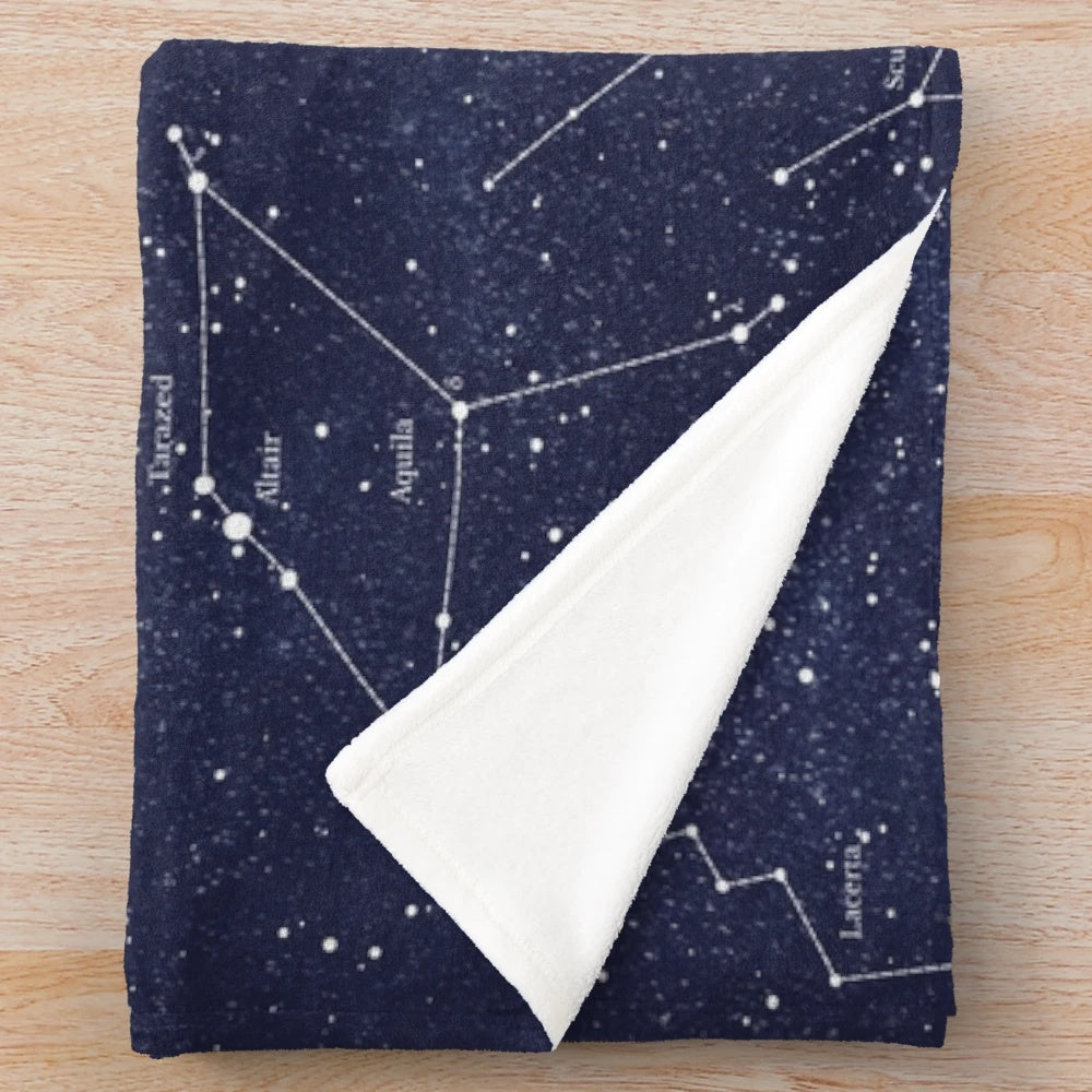Constellations plush blanket with starry night design