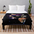 Space-themed plush blanket featuring a corgi in a cosmic setting