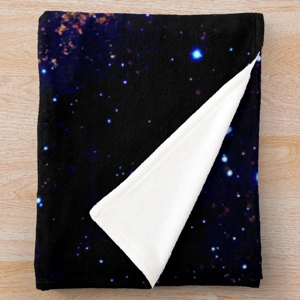 Space-themed plush blanket featuring a corgi in a cosmic setting