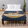 Plush blanket featuring the ancient Egyptian goddess Hathor, the celestial cow deity
