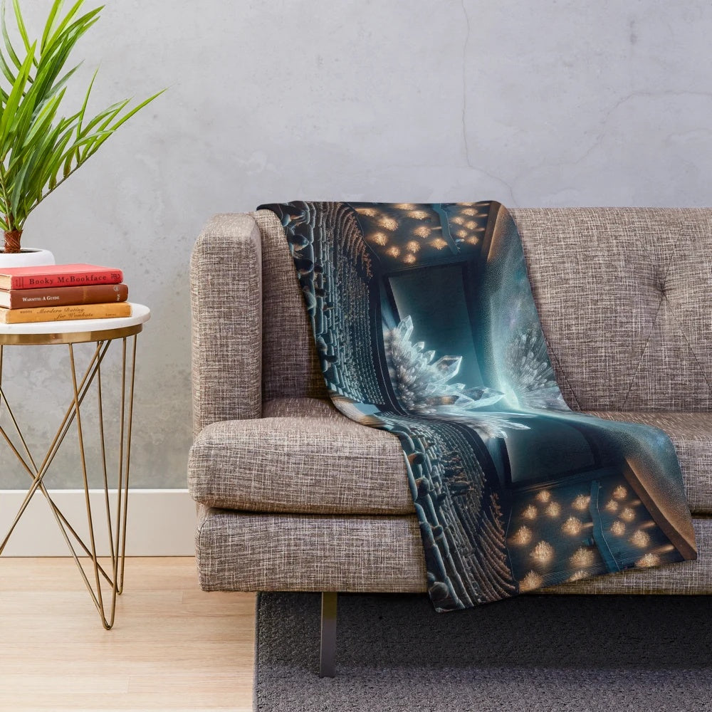 Cosmic crystal art plush blanket for a cozy movie night