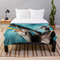 Colorful plush blanket featuring a dragon design in an abstract celestial pattern