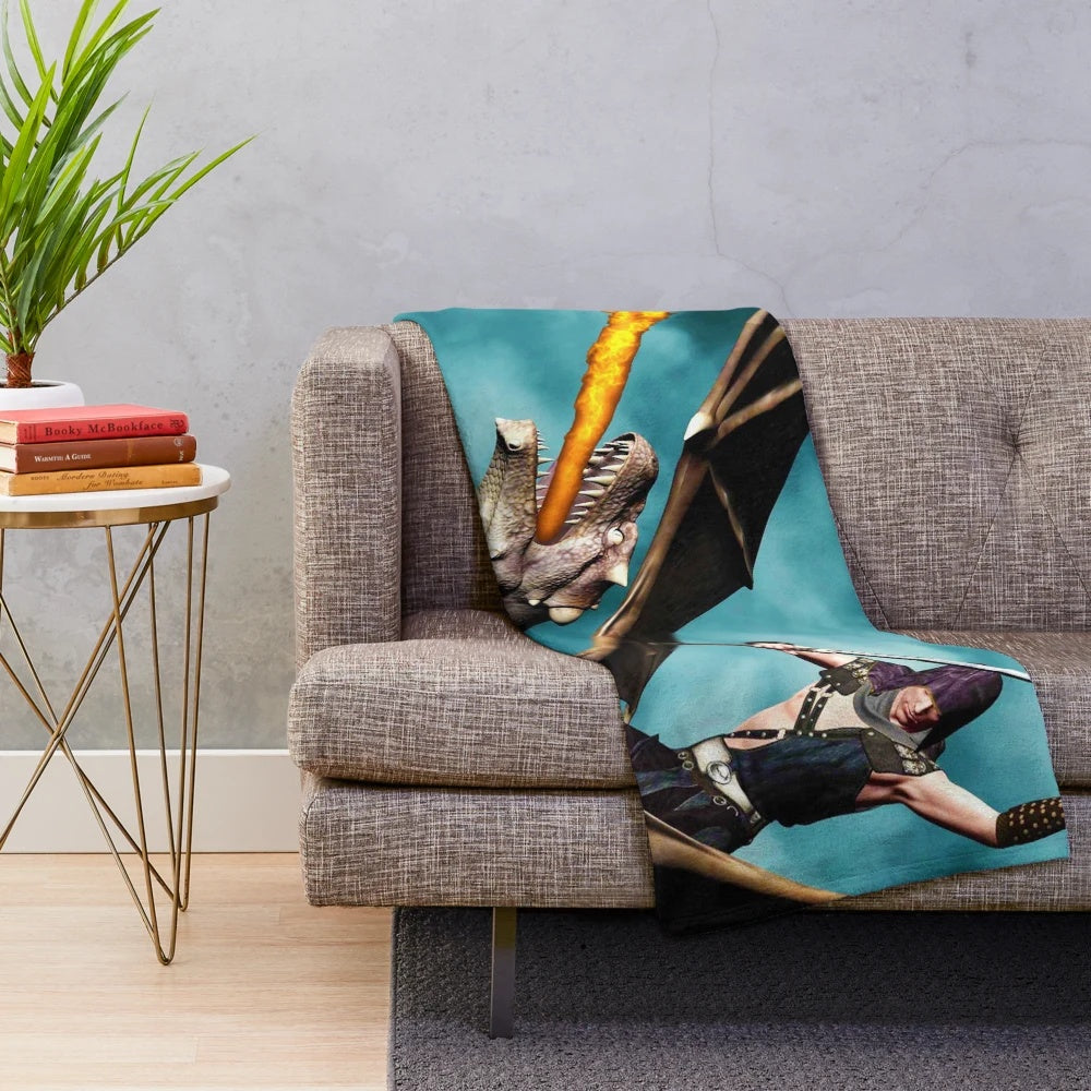Colorful plush blanket featuring a dragon design in an abstract celestial pattern