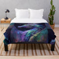 Celestial dragon plush blanket with stars and galaxy design