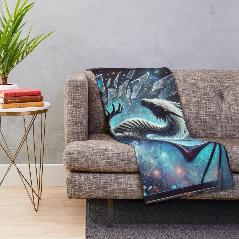 Celestial dragon 3D plush blanket with galaxy space projection
