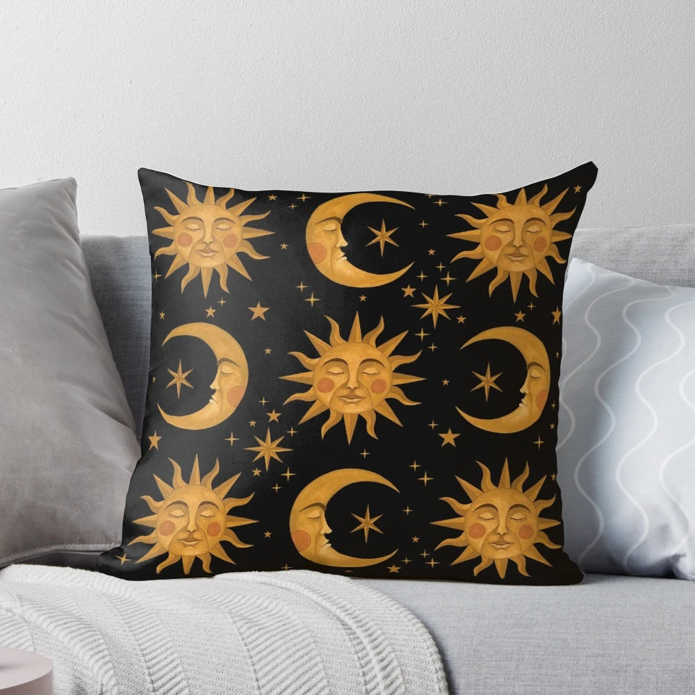 Celestial Dreams Pillow with moon, stars, and crescent design