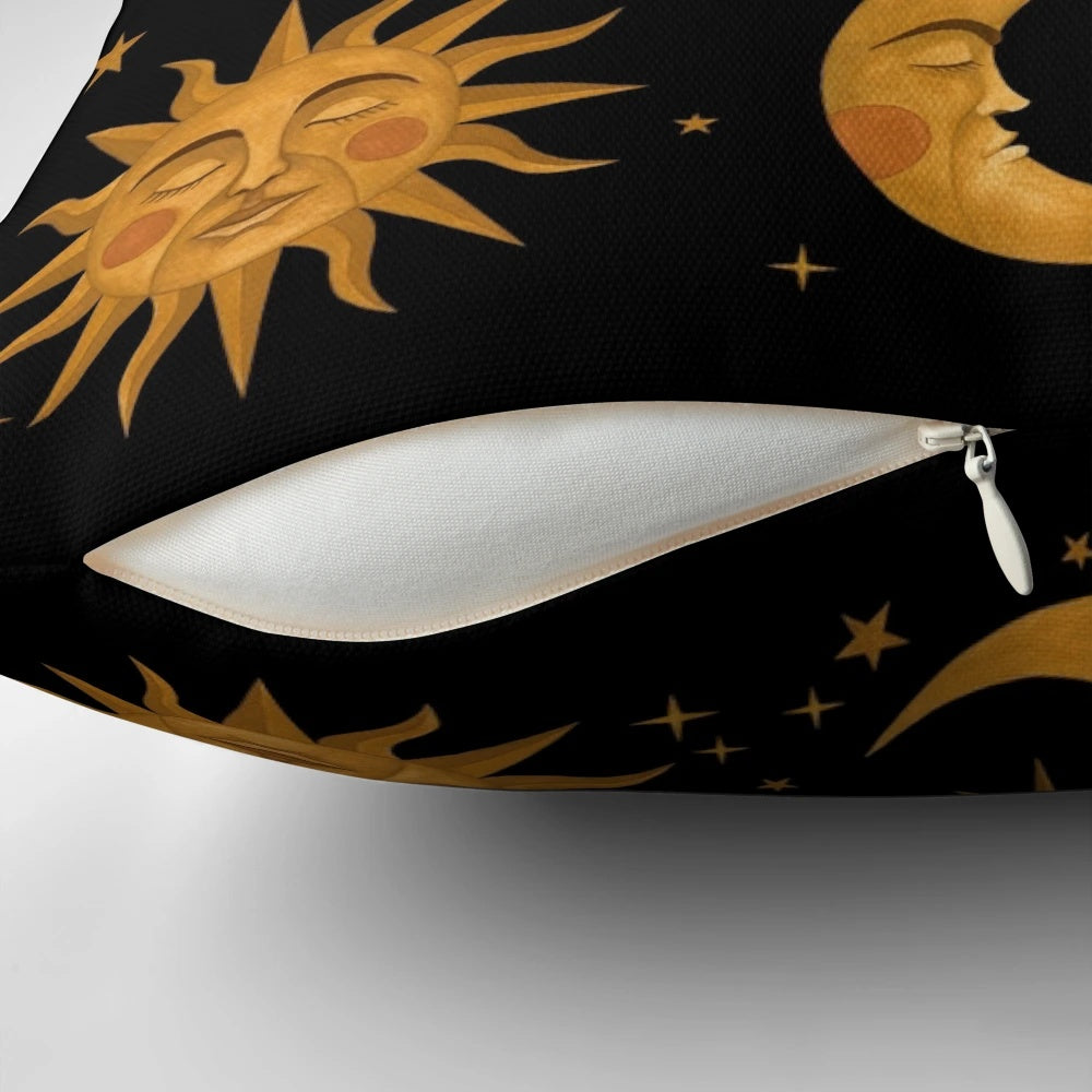 Celestial Dreams Pillow with moon, stars, and crescent design