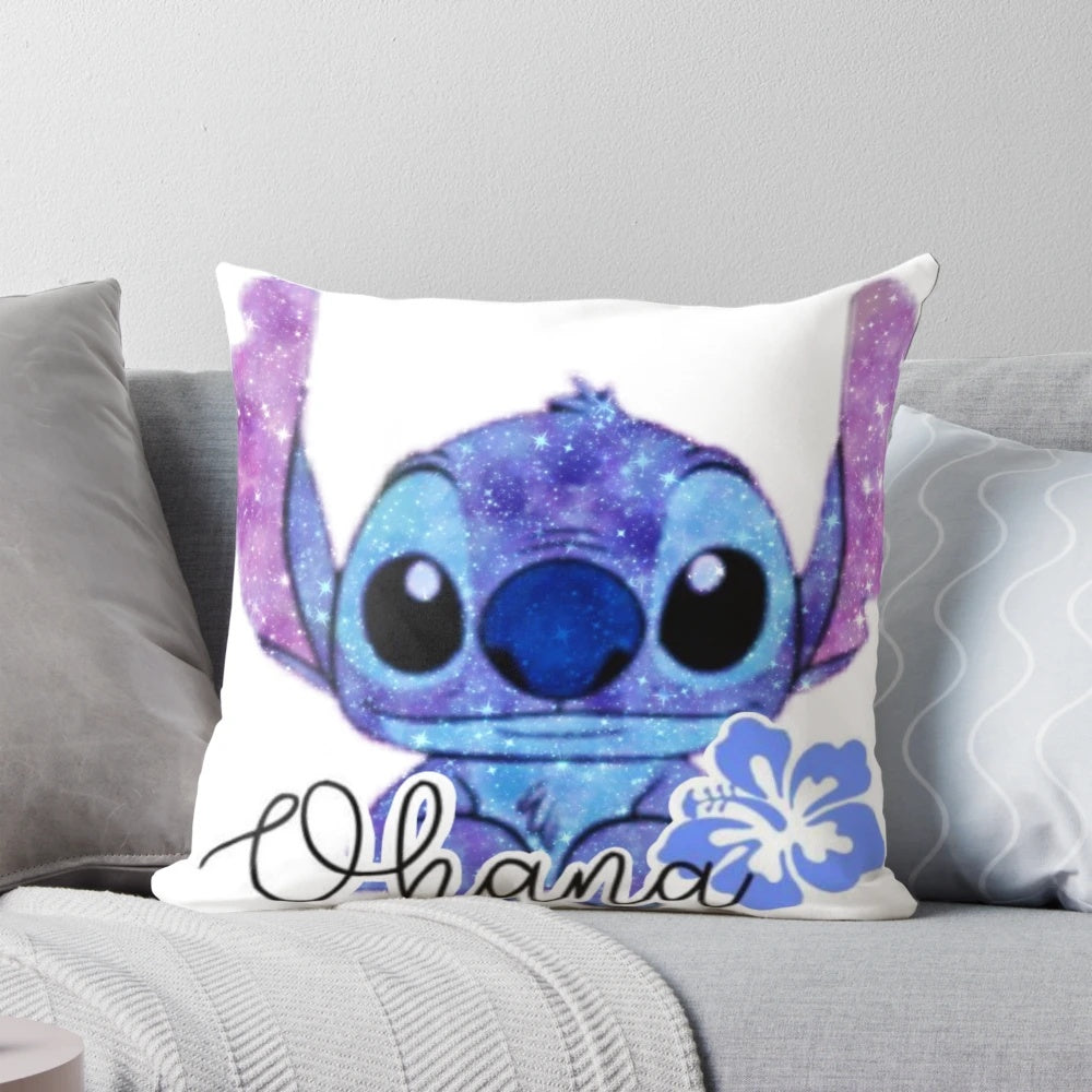 Decorative pillow featuring a galaxy-themed design with Stitch, the beloved character from the Disney film Lilo and Stitch.