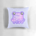 A vibrant galaxy-themed pillow featuring a whimsical frog design, perfect for frog and space enthusiasts.