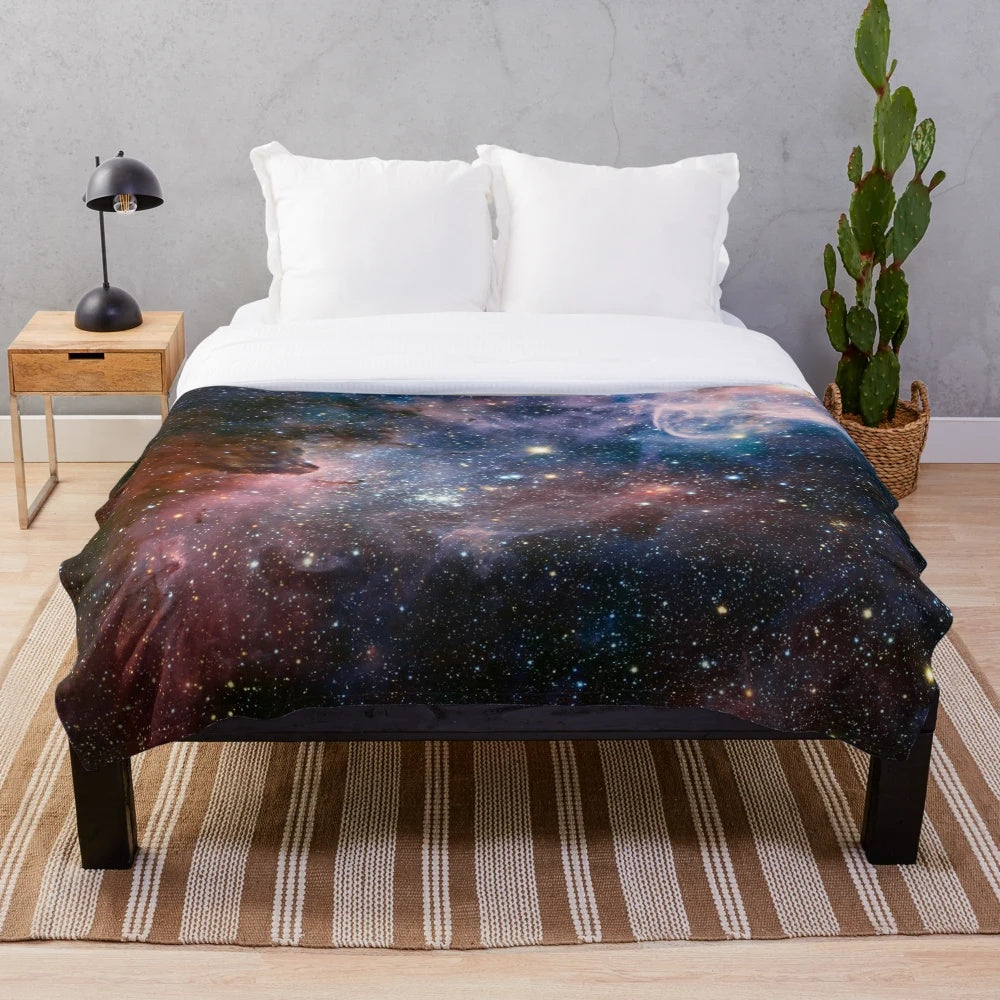 Galaxy Nebula Plush Blanket with Vibrant Cosmic Design
