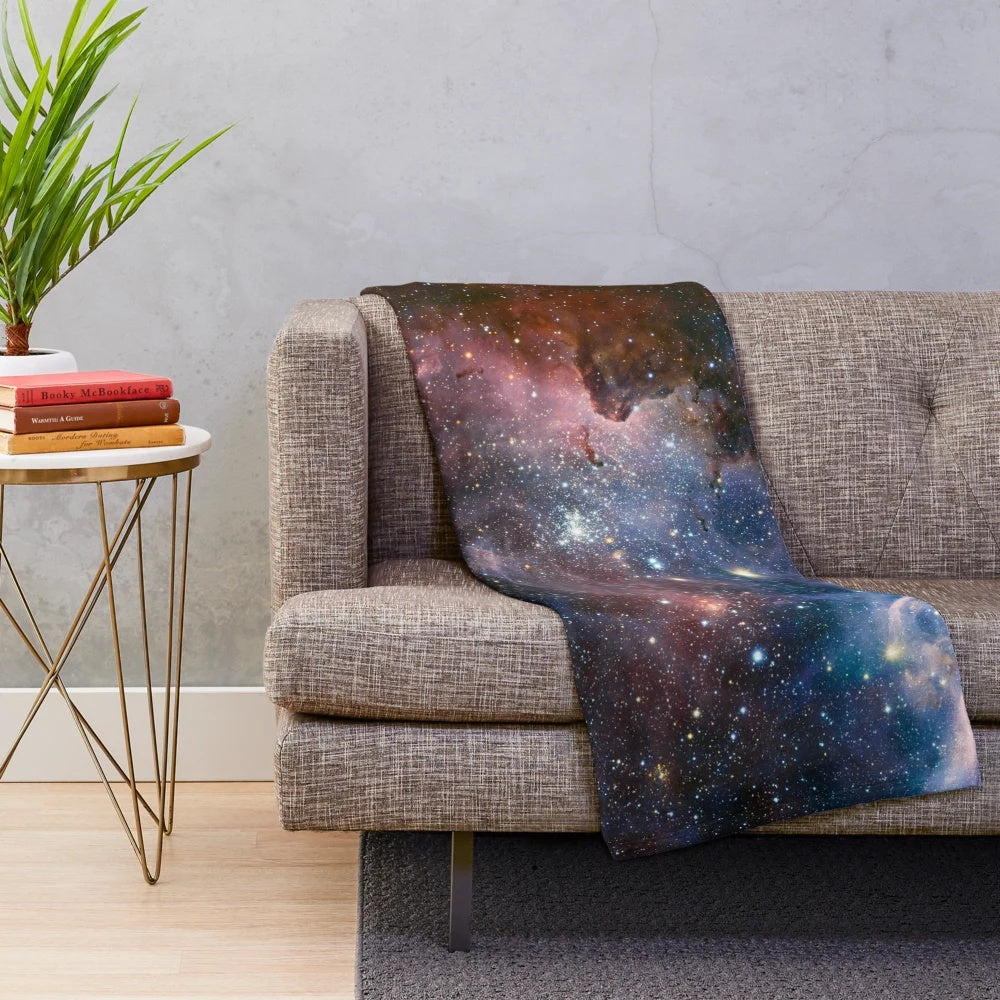 Galaxy Nebula Plush Blanket with Vibrant Cosmic Design