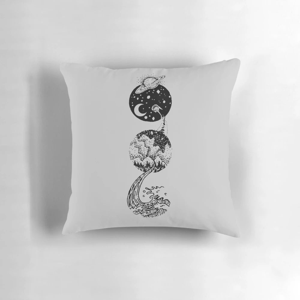 A pillow featuring a mesmerizing galaxy and cosmic design, perfect for space and spiritual enthusiasts.