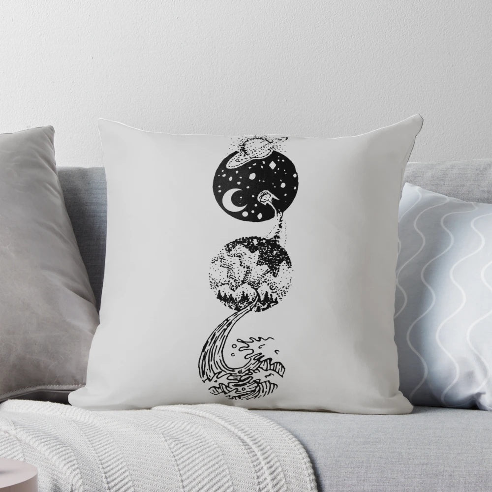 A pillow featuring a mesmerizing galaxy and cosmic design, perfect for space and spiritual enthusiasts.