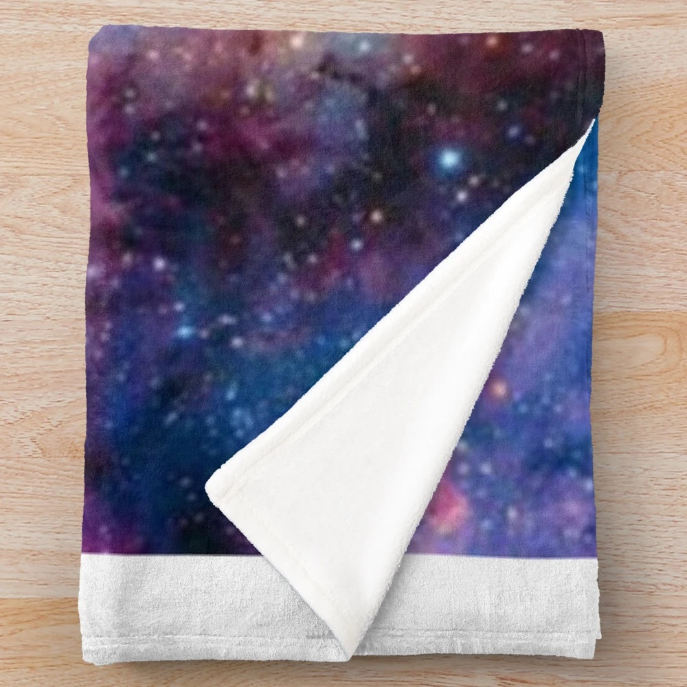 Galaxy Plush Blanket with Planets, Stars, and Nebulae