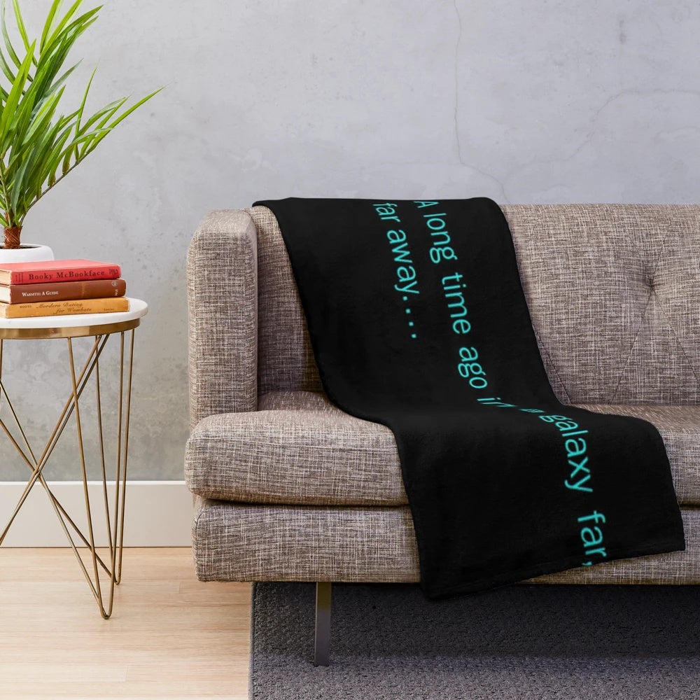 Cozy plush blanket with a celestial galaxy design and famous Star Wars quote