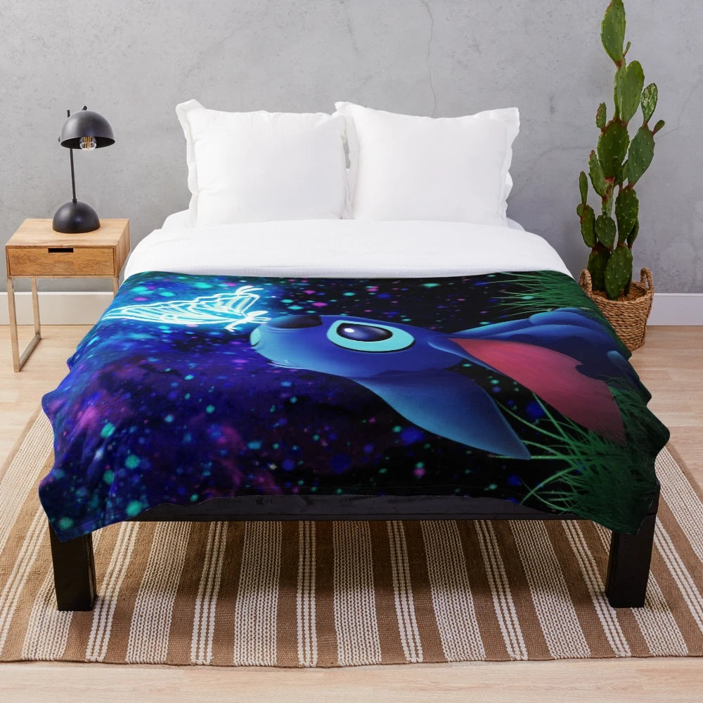 Stitch butterfly starry sky plush blanket