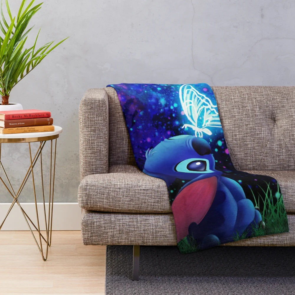 Stitch butterfly starry sky plush blanket