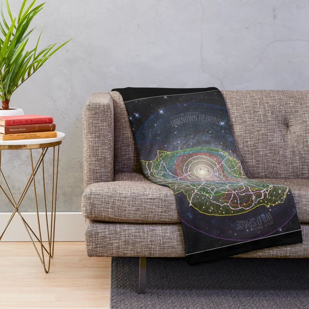 Galaxy-patterned plush blanket