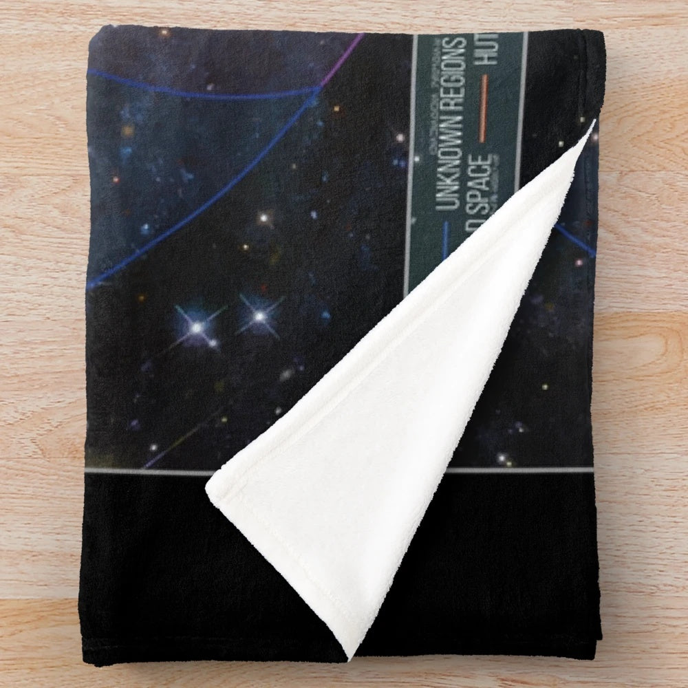 Galaxy-patterned plush blanket