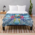 Colorful electric storm-themed plush blanket with a cosmic, space-inspired design