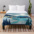 Calming and serene plush blanket with a celestial nature-inspired design