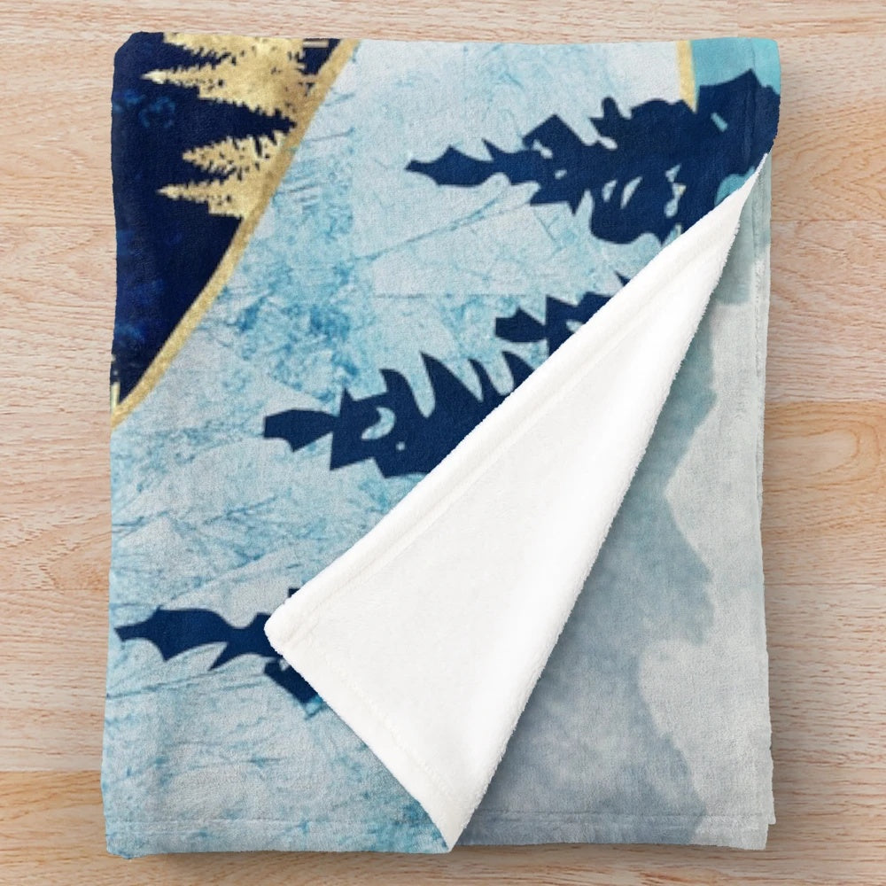 Calming and serene plush blanket with a celestial nature-inspired design