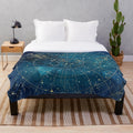 Soft and cozy plush blanket featuring a star map design inspired by city lights