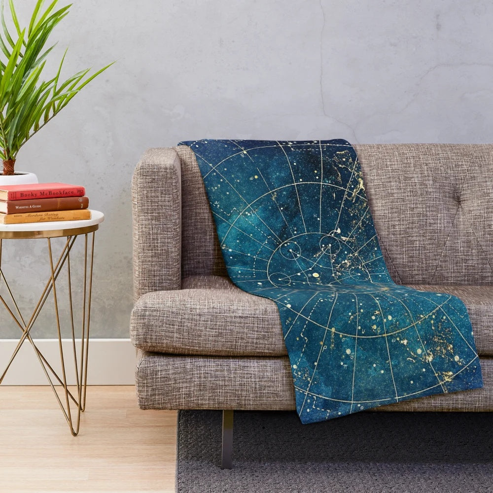Soft and cozy plush blanket featuring a star map design inspired by city lights