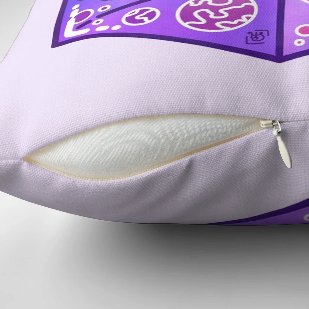 A colorful, glow-in-the-dark pillow featuring a Milky Way galaxy and milk carton design, perfect for creating a cozy, cosmic ambiance.
