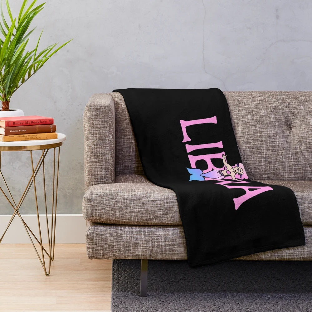 Soft and cozy libra mermaid plush blanket with zodiac sign design