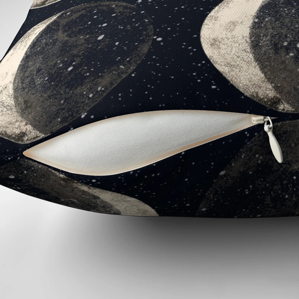 Soft and cozy moon cycle pillow featuring a galaxy design, perfect for stargazers and space enthusiasts.