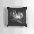 Whimsical space-themed pillow with abstract moon design