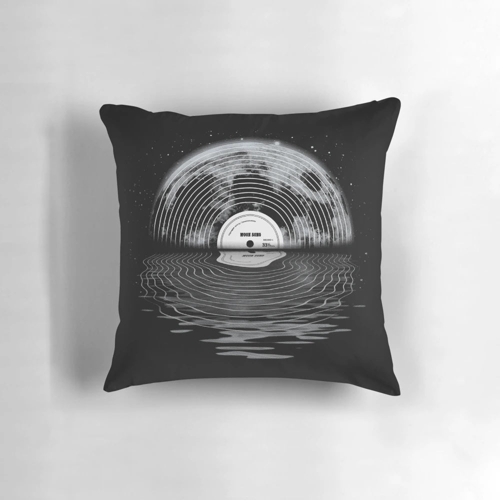 A decorative pillow featuring a moon and night sky design, perfect for a space-themed or retro-inspired bedroom.