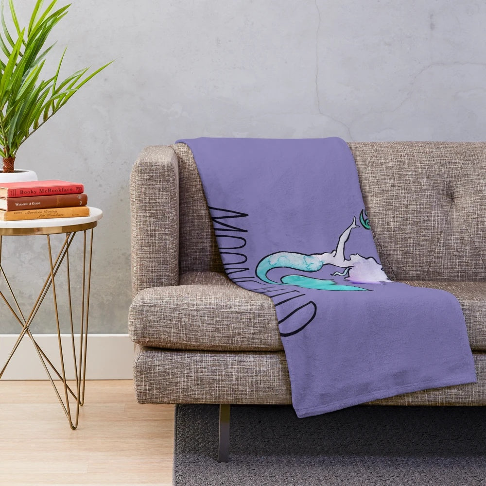Plush mermaid blanket with cancer astrology and moonchild design