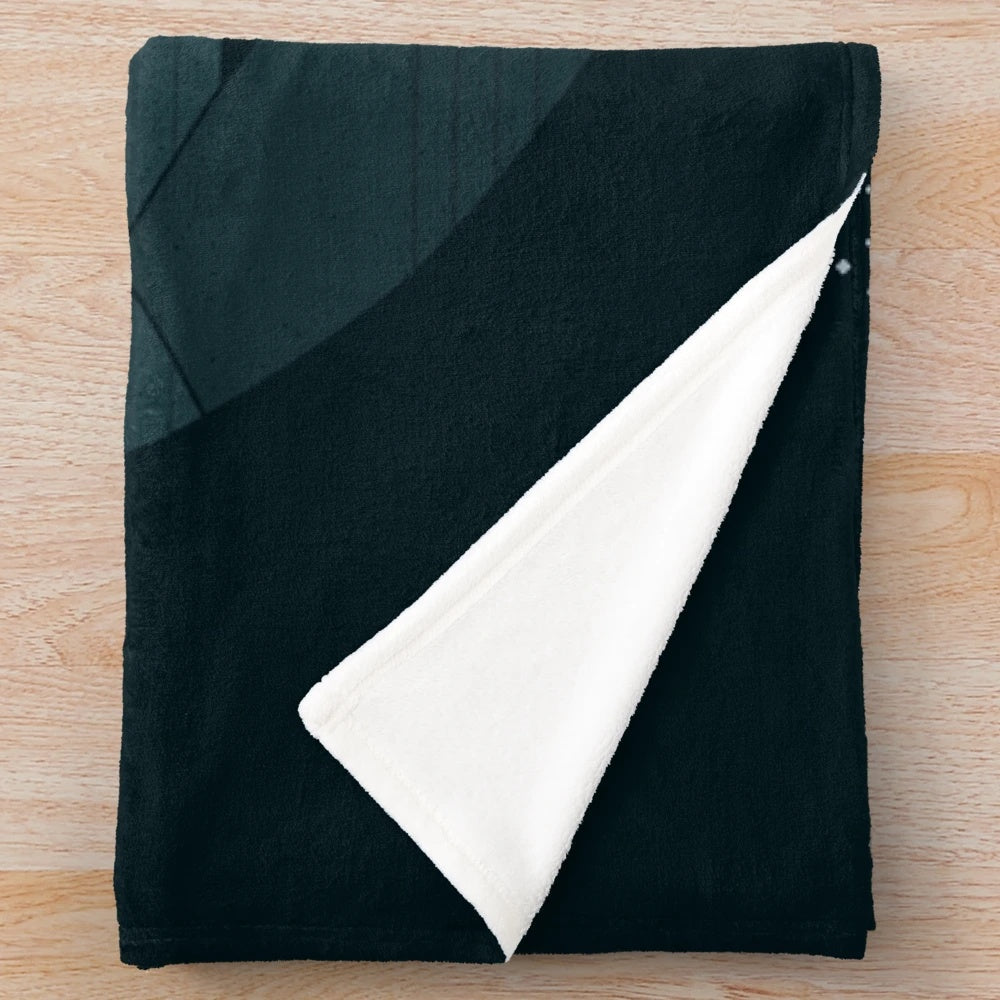 Plush blanket with minimalist starry night and mountain landscape design