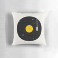 Celestial-themed throw pillow with a retro record player design