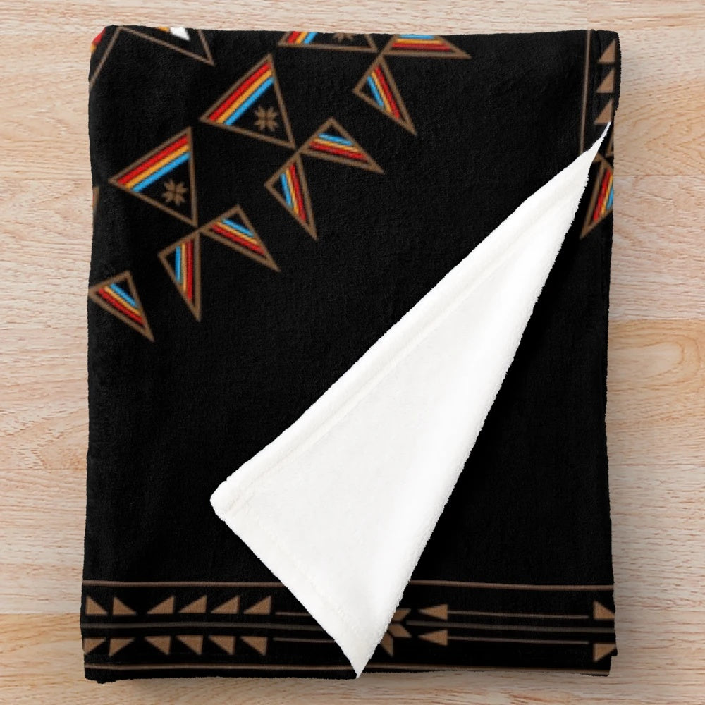 Celestial Native American Inspired Plush Blanket with Stars and Cultural Designs