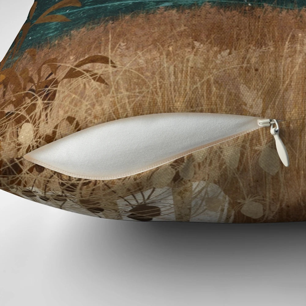 Pillow with a digital illustration of a night sky filled with shooting stars and meteors