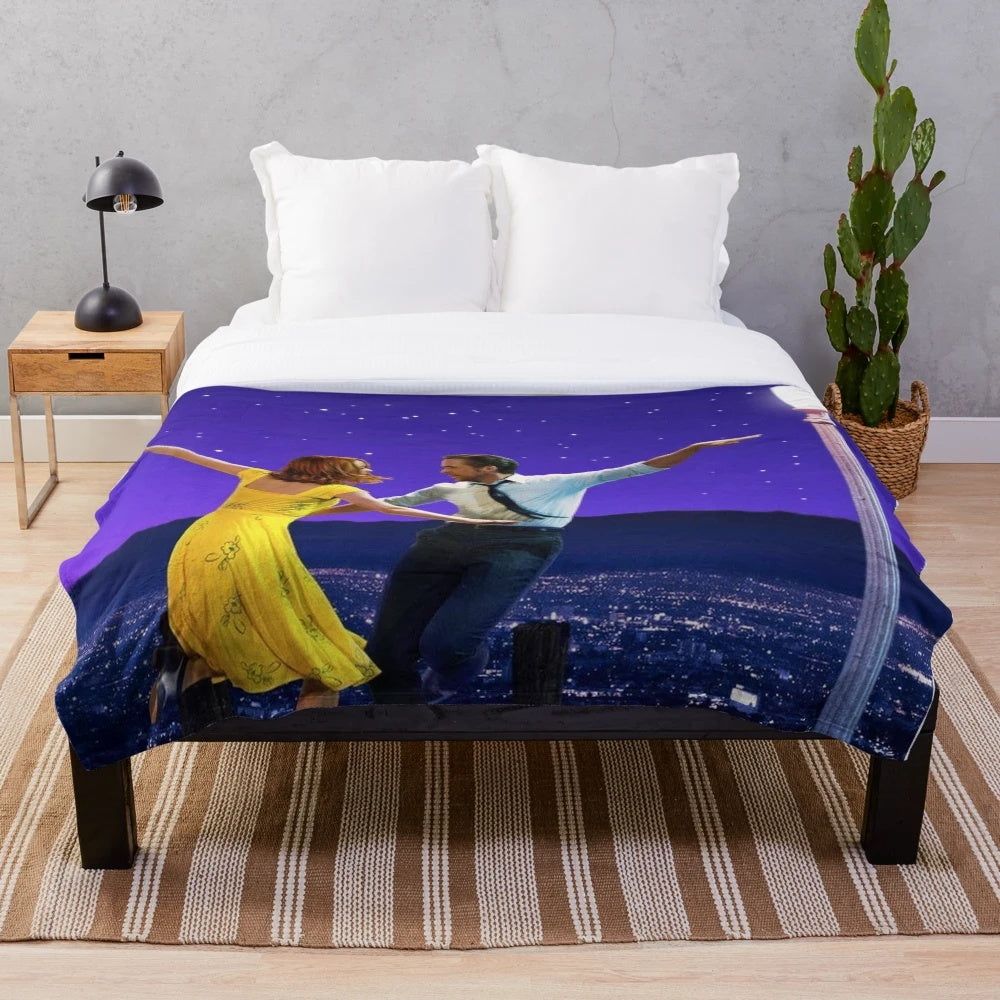 Plush blanket with a night sky and stars design