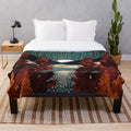 Plush blanket featuring a serene night sky reflection in a natural landscape