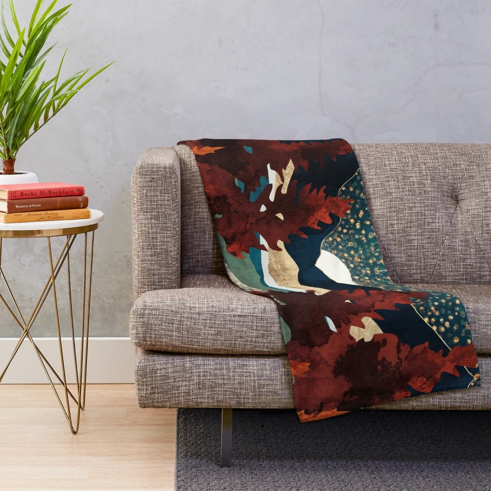 Plush blanket featuring a serene night sky reflection in a natural landscape