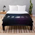 Phases of the Moon Plush Blanket - Cozy Celestial Décor for Space Lovers