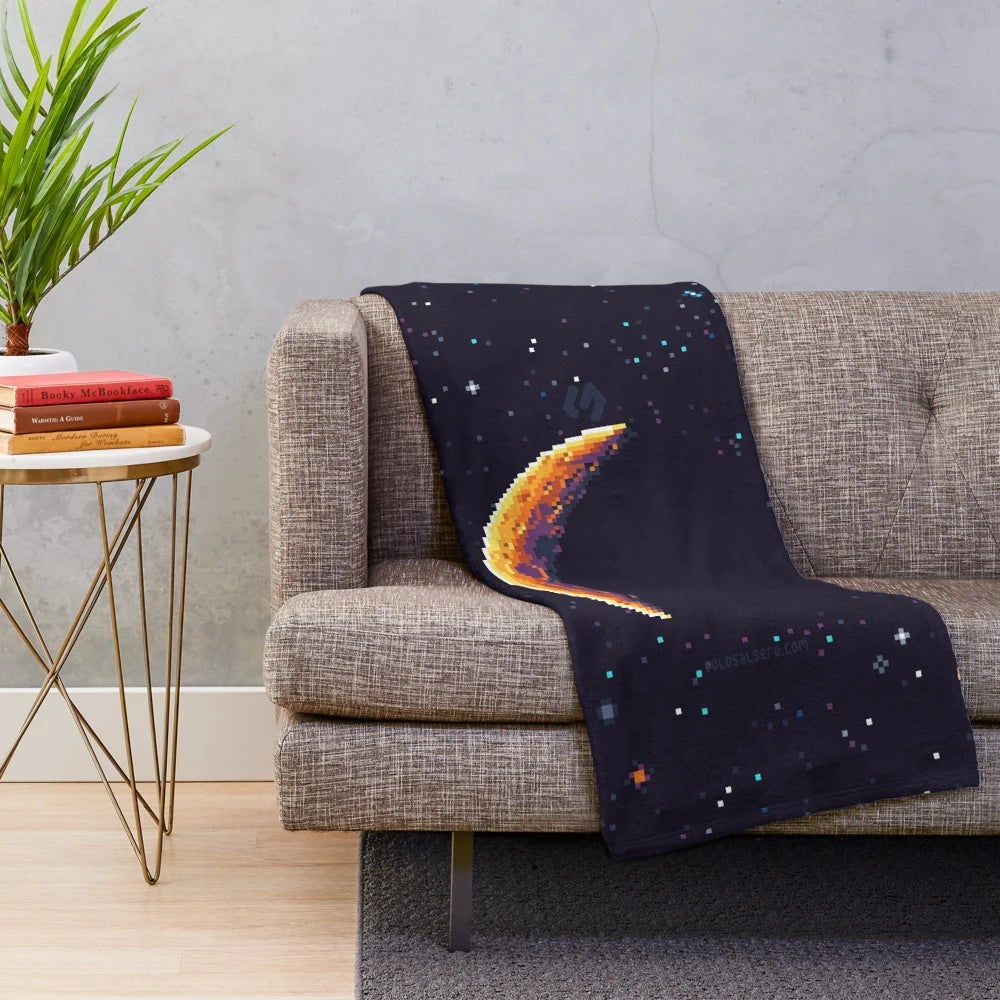 Plush moon and galaxy design blanket
