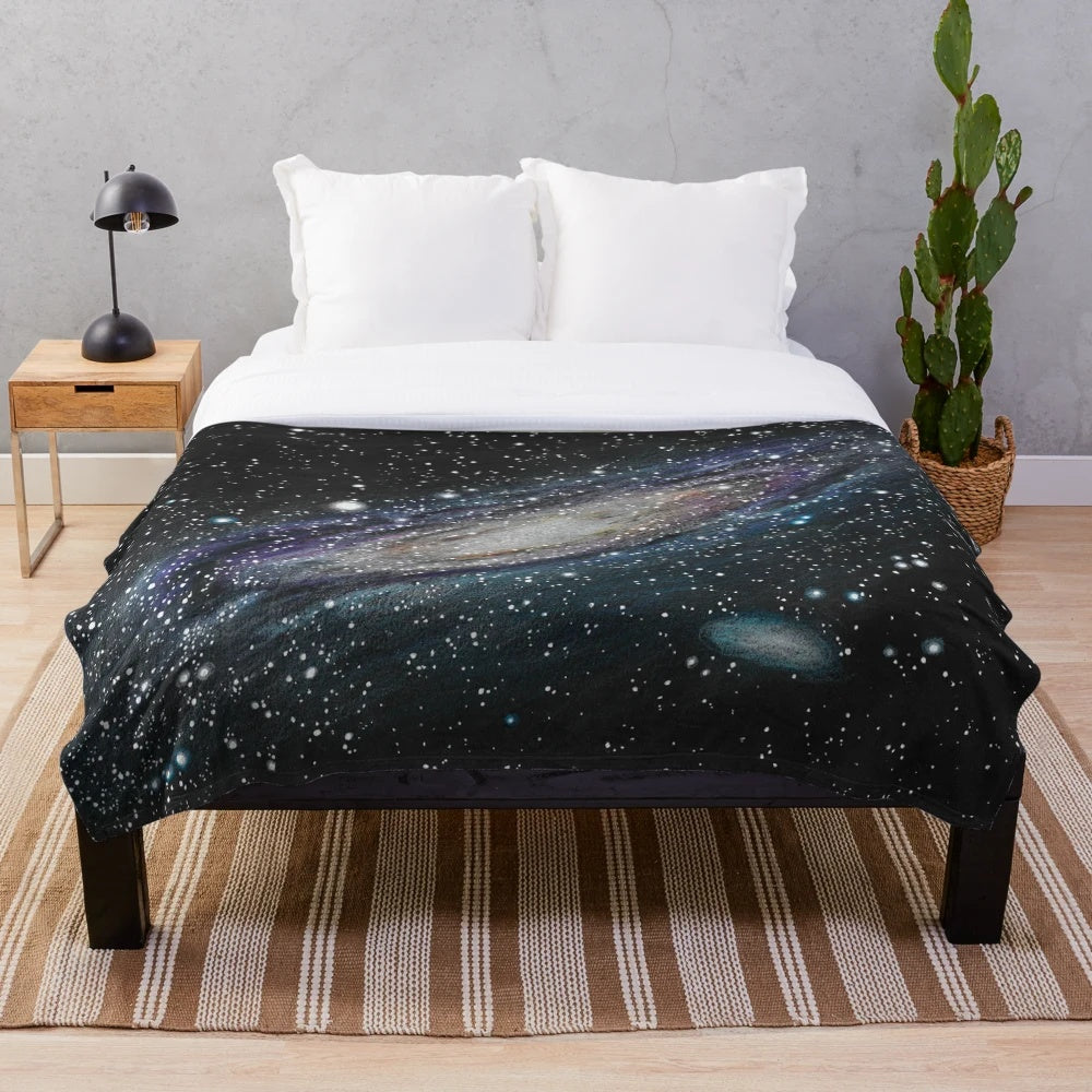 Cozy plush blanket featuring a starry night sky design
