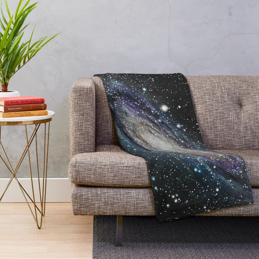 Cozy plush blanket featuring a starry night sky design