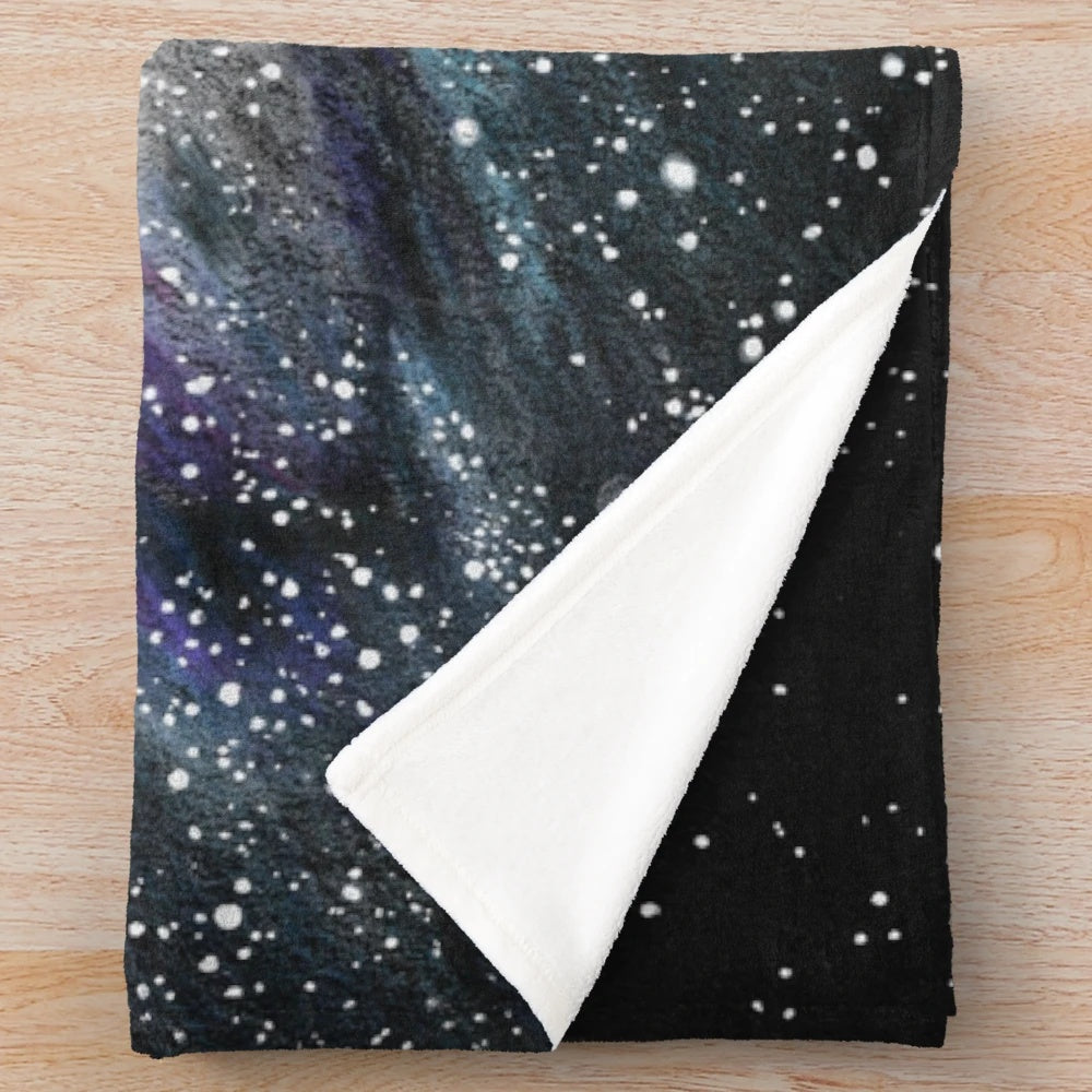Cozy plush blanket featuring a starry night sky design