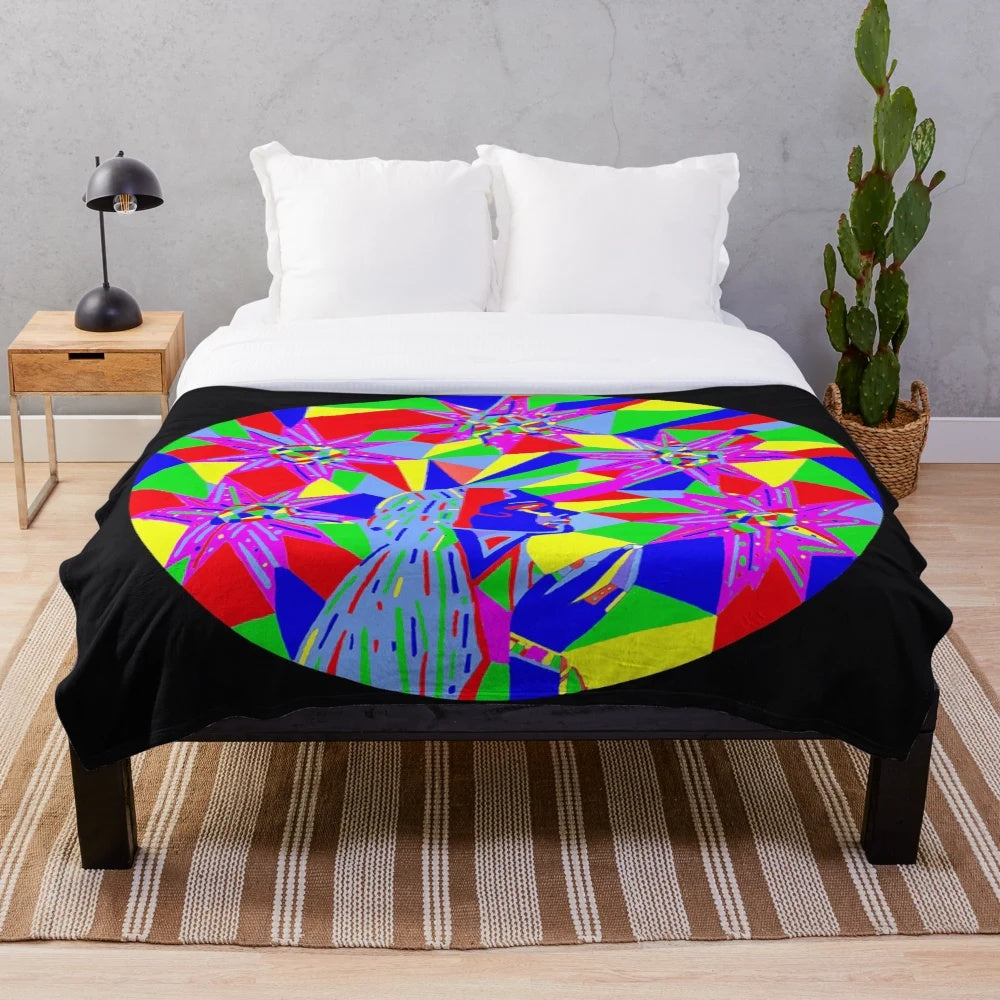 Plush blanket with cosmic and galactic patterns