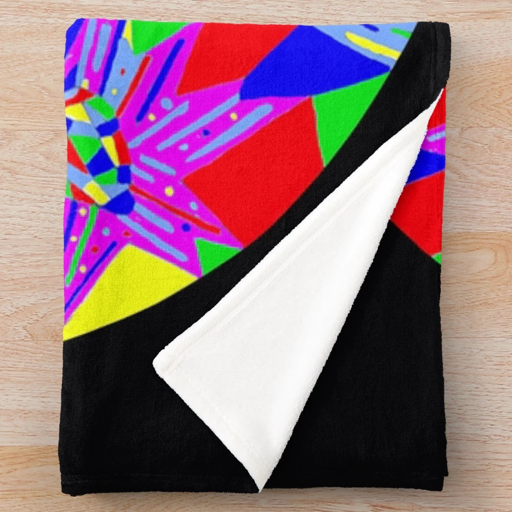 Plush blanket with cosmic and galactic patterns